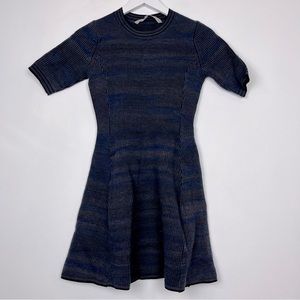 ATHLETA Space Dye Ribbed Wool Blend Sweater Dress Blue